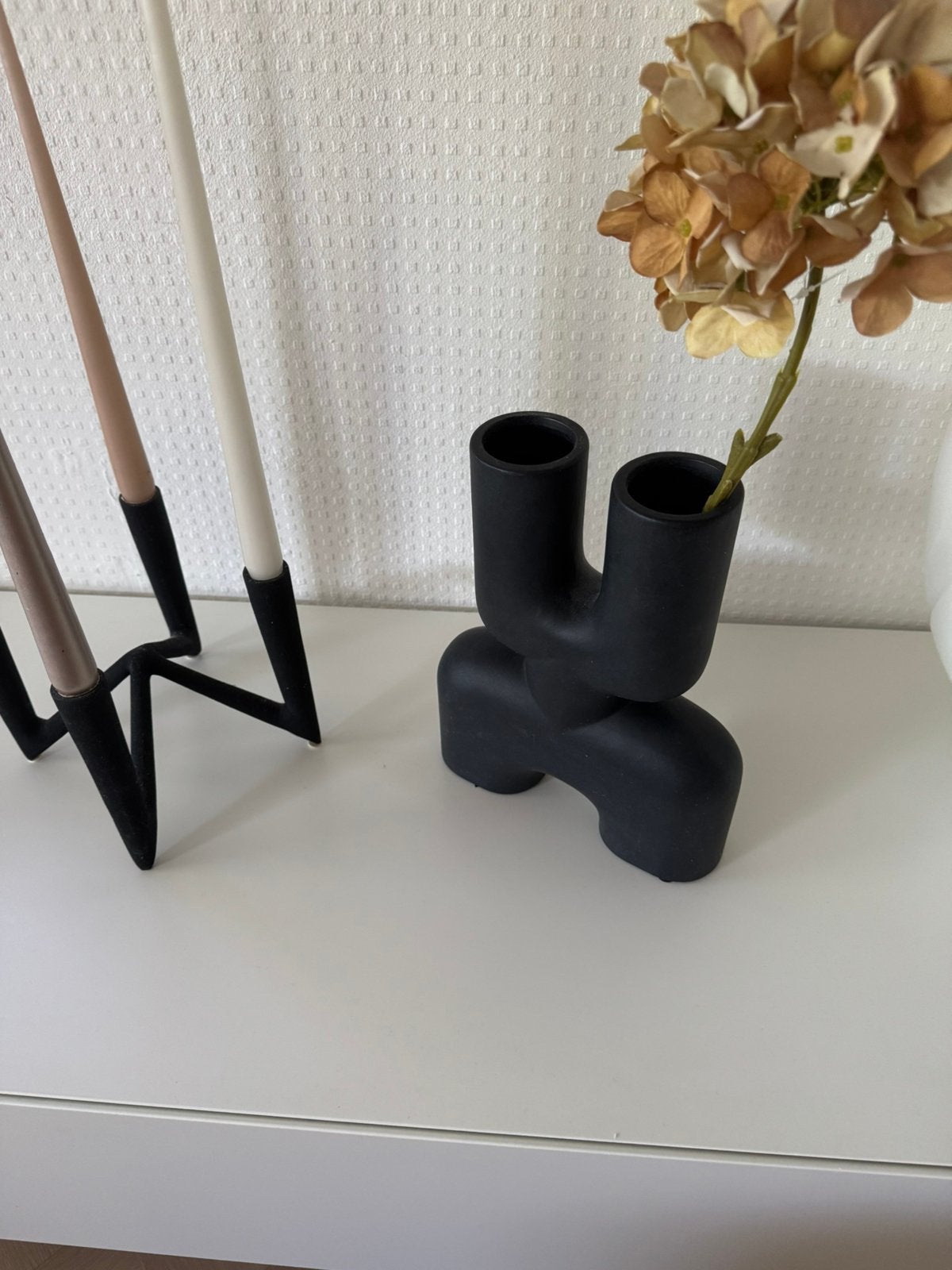 De 101 Copenhagen Cobra Double vaas mat zwart, Huis en Inrichting, Woonaccessoires | Kandelaars en Kaarsen, Ophalen of Verzenden