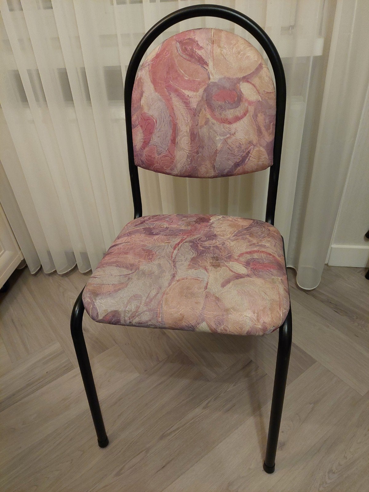5 zgan stoelen  met metalen frame en stoffen bekleding, Huis en Inrichting, Stoelen, Ophalen, Overige kleuren, Zo goed als nieuw