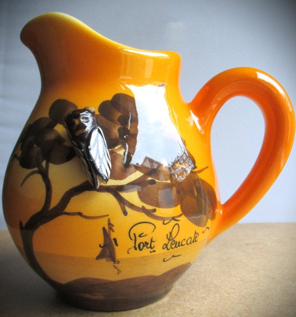 Kan~Krekel~Frans~met 3d Cicade~Krekel~ciderkan~Vintage, Ophalen of Verzenden, Huis en Inrichting