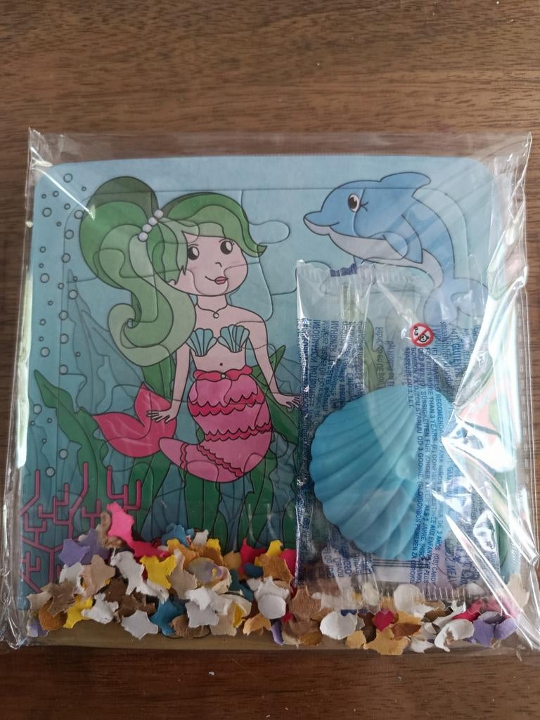 Zeemeermin puzzel traktatie, Hobby en Vrije tijd, Feestartikelen, Verjaardag, Ophalen of Verzenden, Zeemeermin, Feestartikel