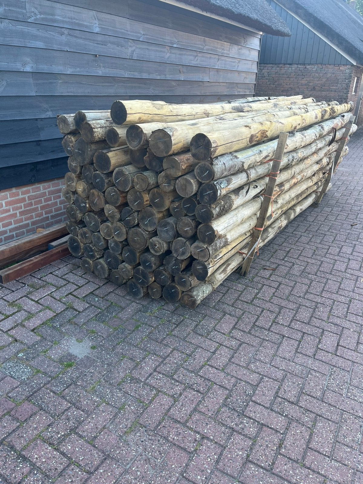 Kastanje palen afrastering schutting zonne/schaduwdoek, Ophalen of Verzenden, Nieuw, Palen