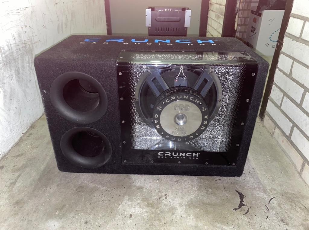 Crunch Subwoofer + versterker, Gebruikt, 120 watt of meer, Stereo, Ophalen