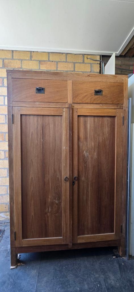 Teakhouten computer-/ tv kast, Huis en Inrichting, Kasten | Boekenkasten, Gebruikt, Met deur(en), 150 tot 200 cm, 25 tot 50 cm