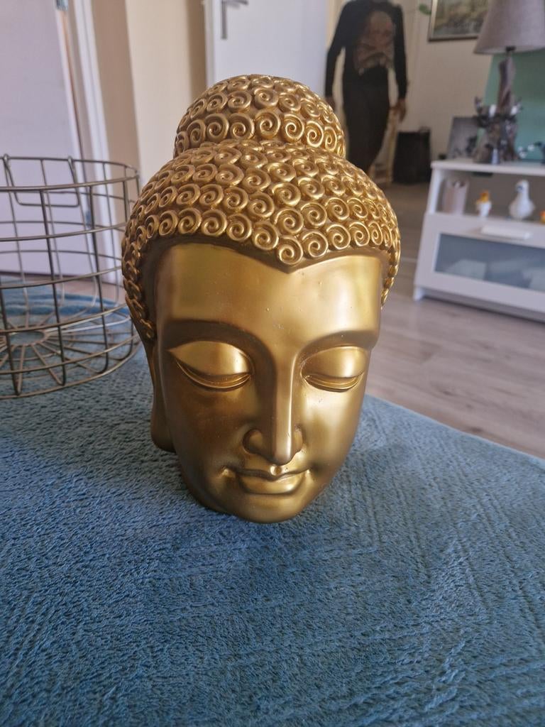Gouden Boeddha Hoofd Decoratie, Huis en Inrichting, Ophalen of Verzenden, Zo goed als nieuw