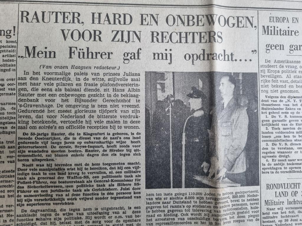 SS-voorman Rauter voor de rechter (1948), Ophalen of Verzenden, Overige soorten, Nederland, Overige typen