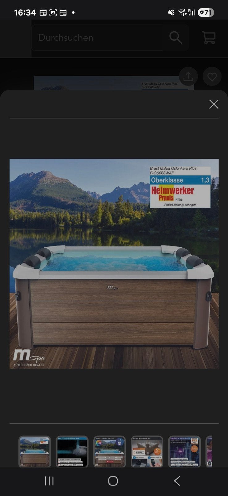 MSpa oslo Frame amber aero plus Spa - 6 persoons - jacuzzi, Ophalen, Minder dan 80 cm, Vierkant, Minder dan 200 cm