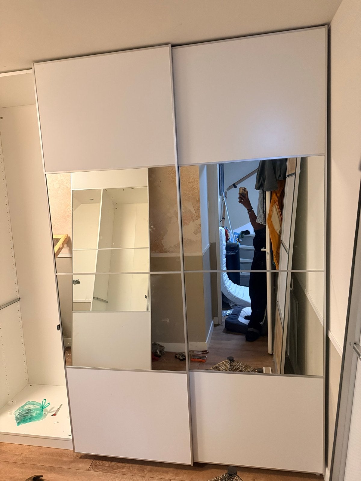 IKEA AULI / MEHAMN schuifdeuren met spiegelpanelen, Ophalen, Overige materialen, Gebruikt, 100 tot 150 cm