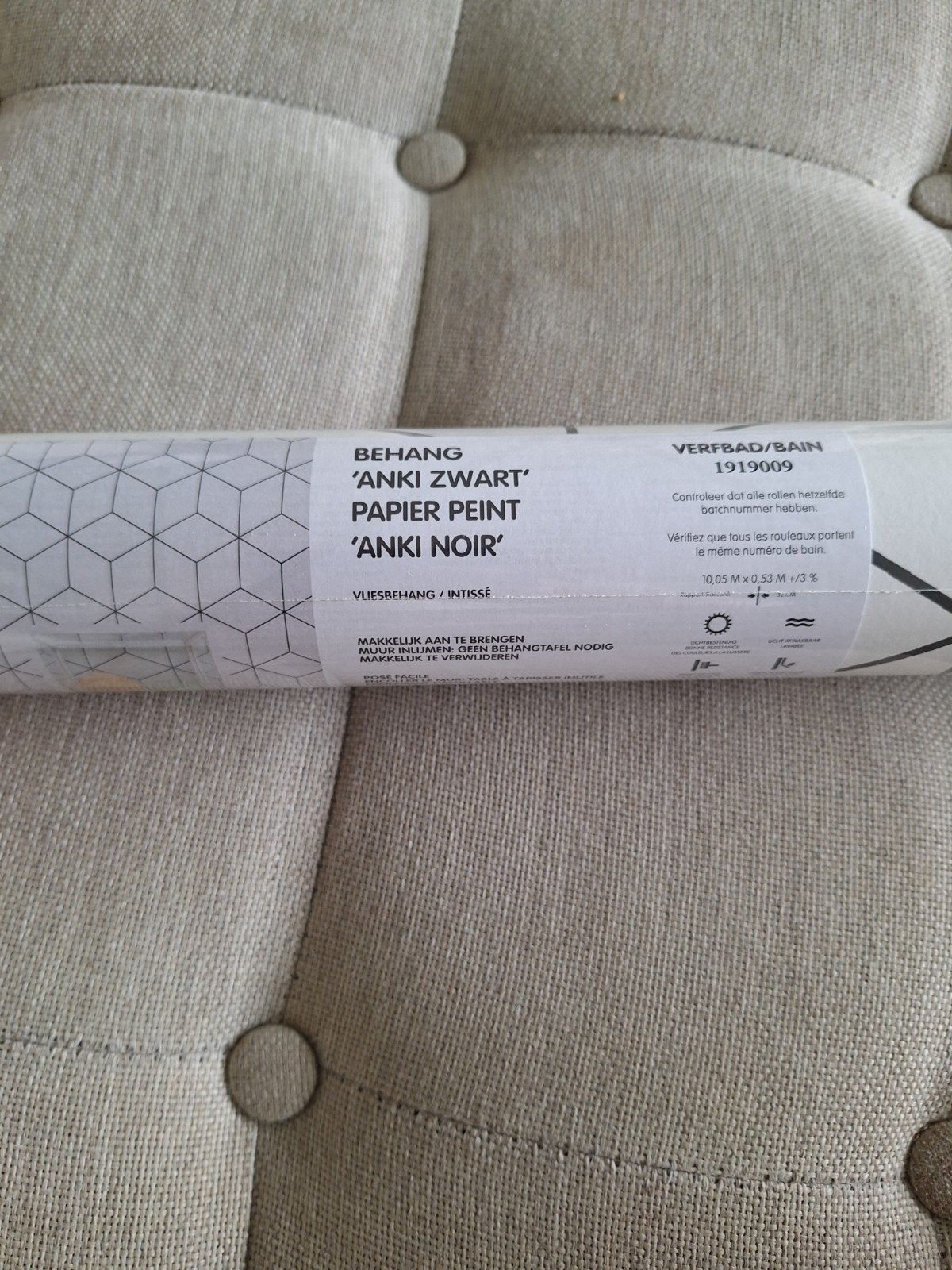 Vliesbehang 'Anki Zwart', Ophalen, Overige merken, Geometrisch, Modern