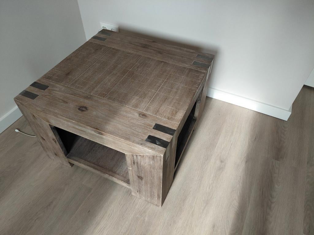 Pronto Bassano bijzettafel robuust (grey wash, light grey), Ophalen, Minder dan 45 cm, Gebruikt, Vierkant