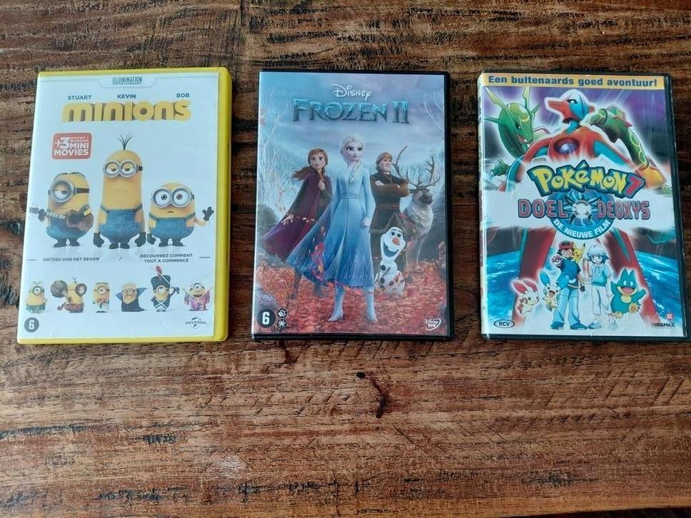3 DVD'S minions, frozen en pokemon, Ophalen of Verzenden, Zo goed als nieuw, Verhaal of Sprookje