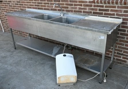 RVS dubbele spoelbak 240 cm met boiler, Ophalen, Gebruikt, 50 tot 100 cm, Minder dan 100 cm