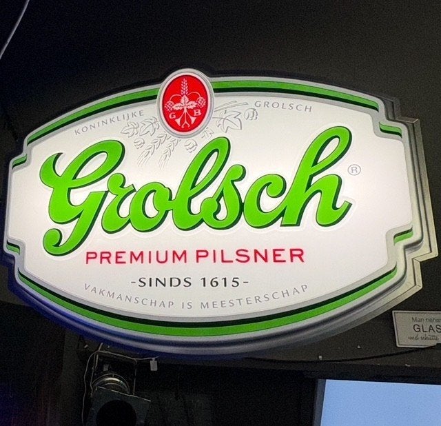 Grolsch licht bak, Ophalen, Gebruikt, Reclamebord, Plaat of Schild, Grolsch