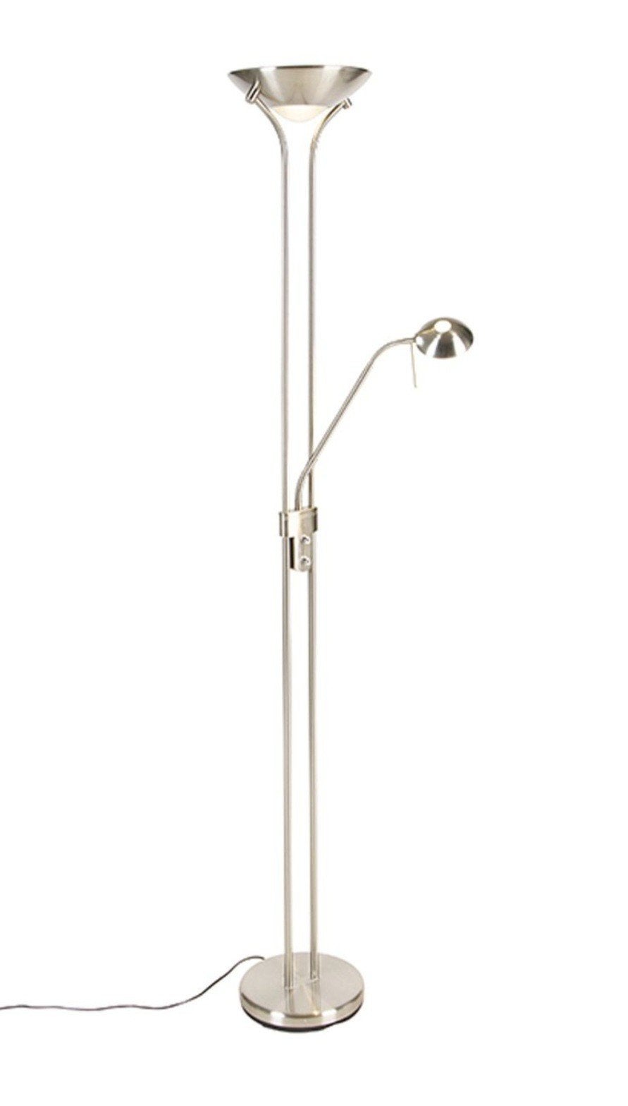 Moderne uplighter met leeslamp - geborsteld staal, Ophalen, Nieuw, Overige fittingen, Metaal