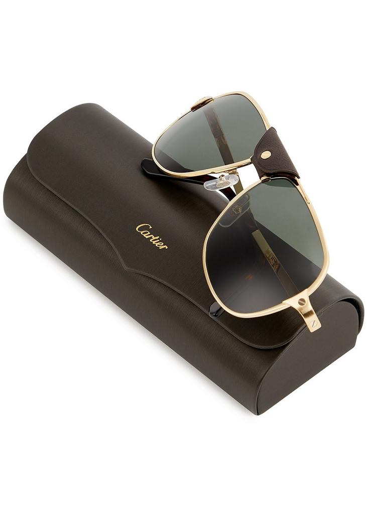 Cartier Santos Pilot Zonnebril CT0165S Full Set | Nieuw!!!, Overige merken, Zonnebril, Overige kleuren, Nieuw