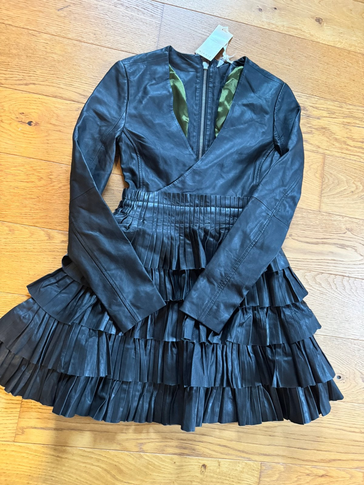 Nikkie Plessen echt leren jurk maat 34, Verzenden, Zwart, Nieuw, Maat 34 (XS) of kleiner