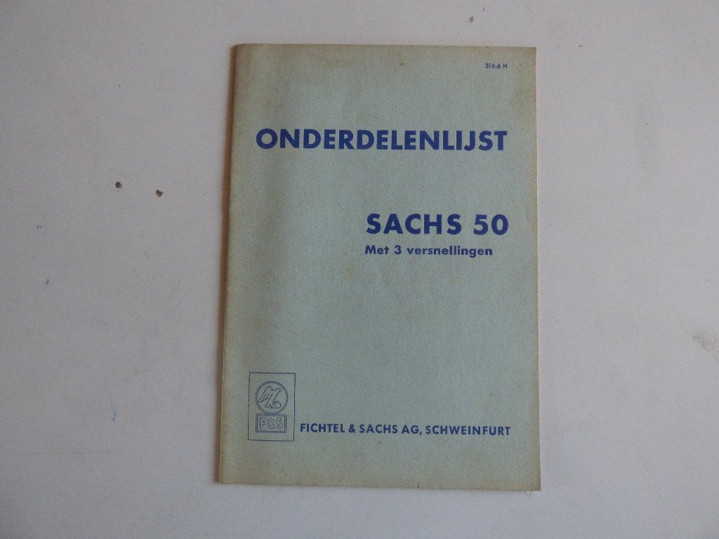 SACHS 50 3 VERSNELLINGEN ONDERDELENLIJST 316.6 H, Ophalen of Verzenden, Gebruikt