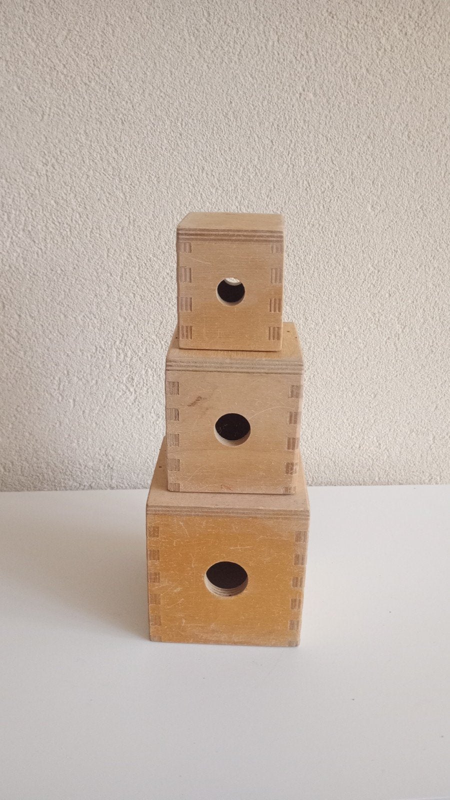 Rolf, Set van 3 houten stapelblokken, Kinderen en Baby's, Speelgoed | Educatief en Creatief, Ophalen of Verzenden, Gebruikt, Bouwen