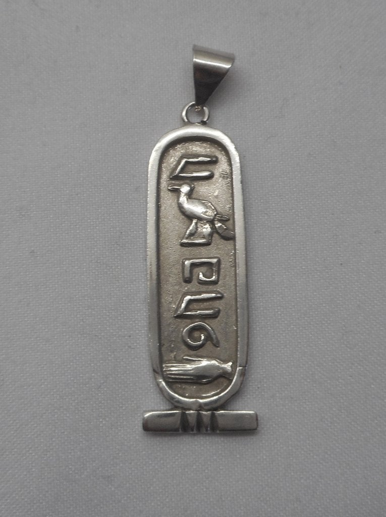 Zilveren vintage Egyptische symbolen hanger nr.631, Verzenden, Zo goed als nieuw, Kruis of Symbool, Zilver