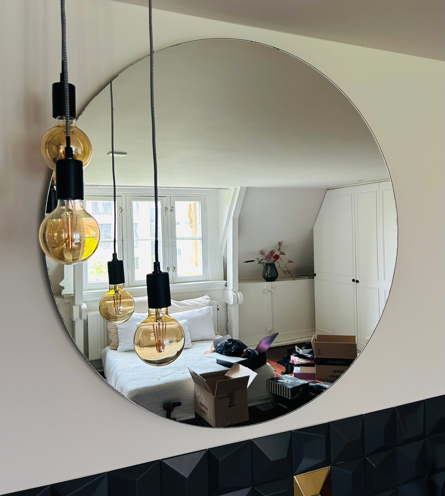 Mooie ronde spiegel, Huis en Inrichting, Woonaccessoires | Spiegels, Ophalen, Zo goed als nieuw, Rond, Minder dan 100 cm