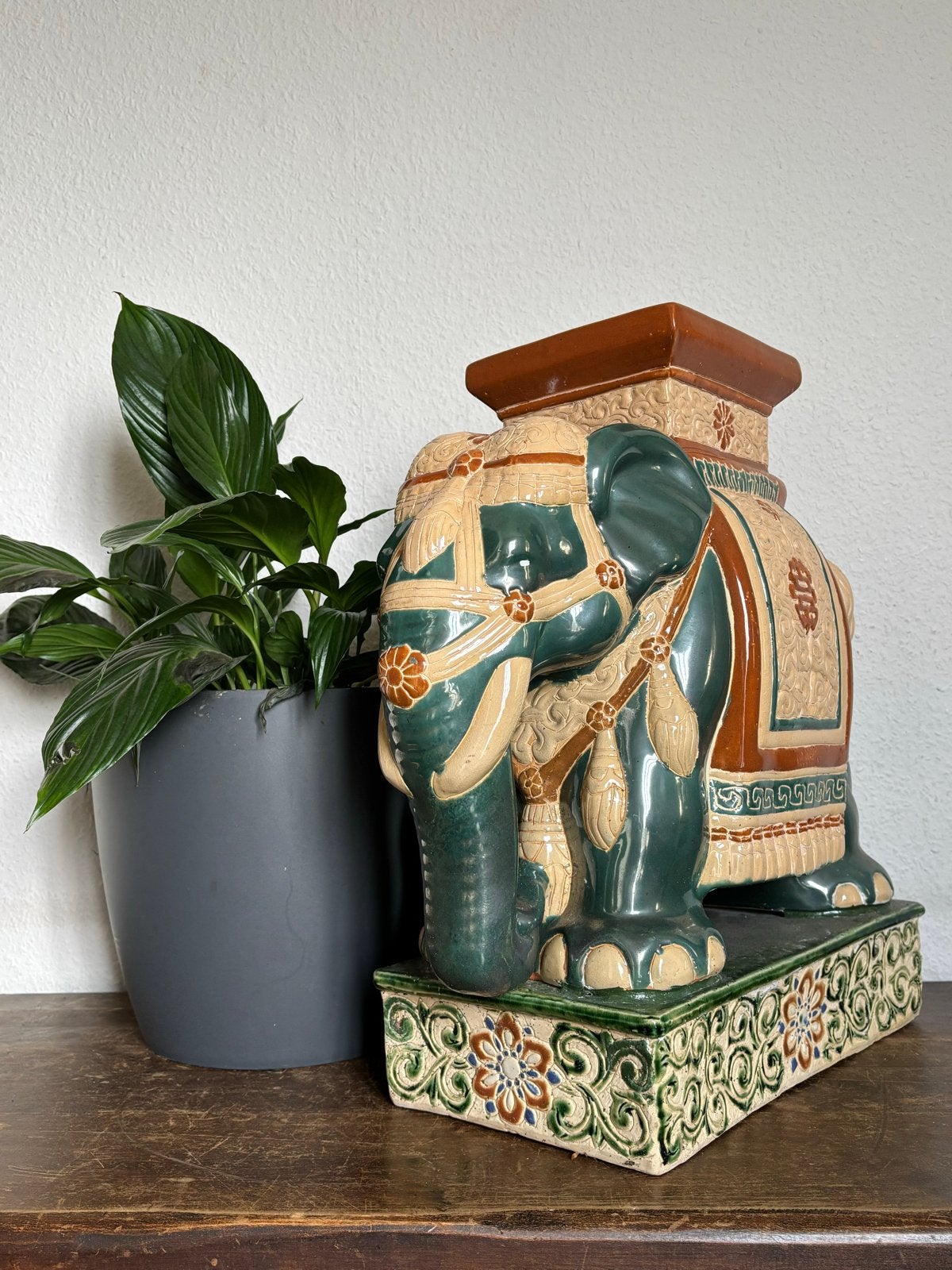 Vintage Keramieken Olifant Kruk / Bijzettafel hoogte 52cm, Ophalen