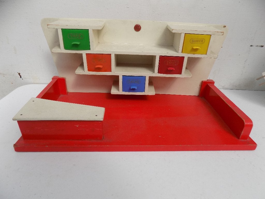 Vintage houten speelgoed winkel keuken Okwa, Ophalen of Verzenden, Gebruikt