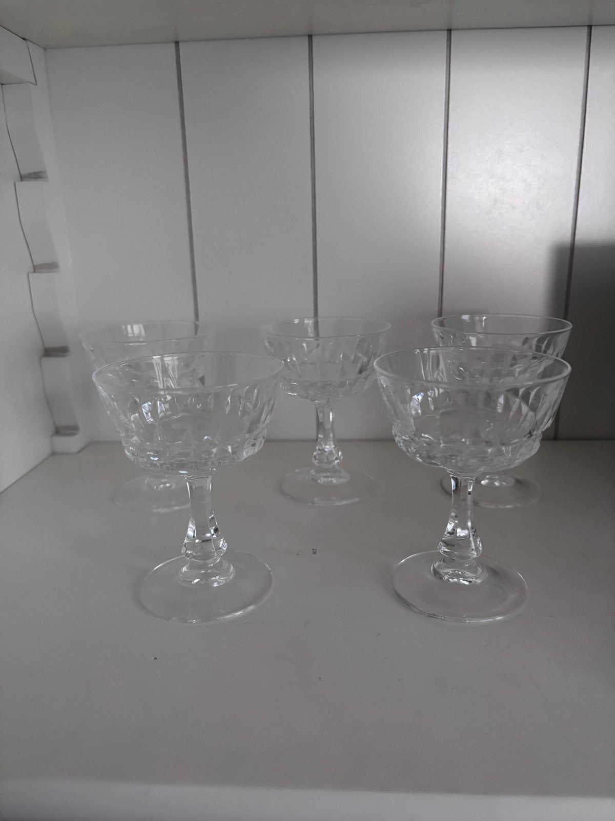 Vintage kleine glazen dessertcoupes / ijscoupes op voet, Verzamelen, Ophalen of Verzenden, Zo goed als nieuw, Overige typen