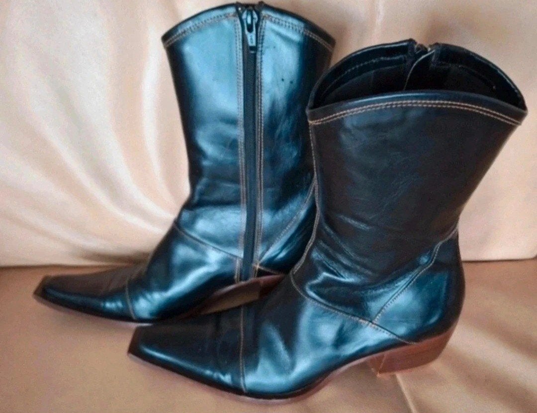 Dr. Adams Cowboy Witch Boots Leather Pointed Boots maat 37, Zwart, Lage of Enkellaarzen, Ophalen of Verzenden, Zo goed als nieuw
