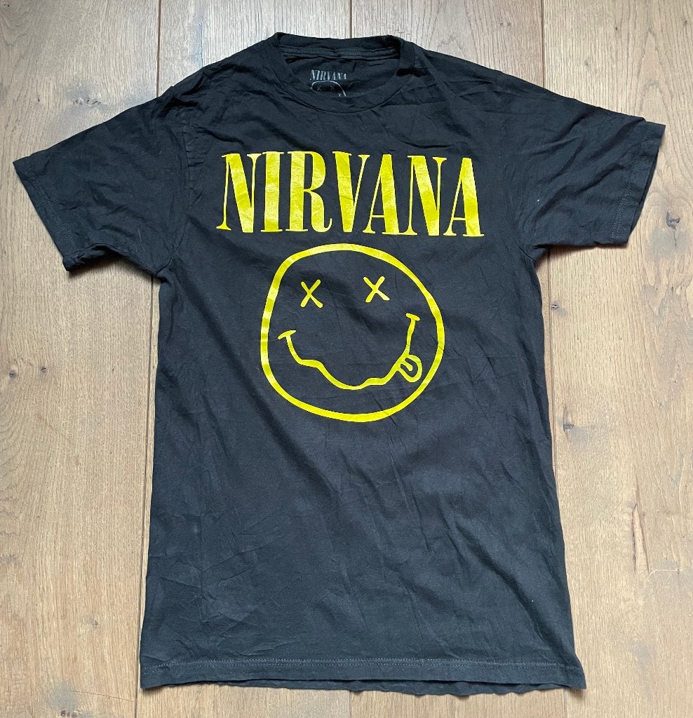 Nirvana Smiley Bandshirt Zwart - Maat S A-047, Verzenden, Zwart, Nirvana, Onbekend