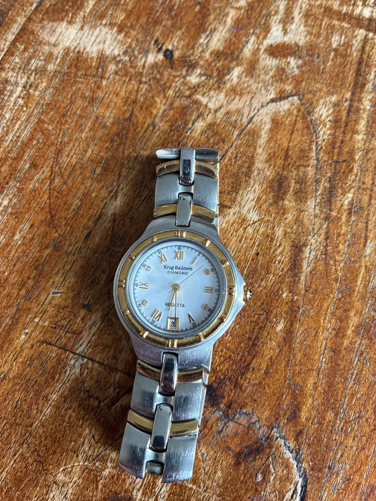 Krug-Baümen Diamond Regatta Horloge - Zilver/Goud, Overige merken, Staal, Polshorloge, Ophalen of Verzenden