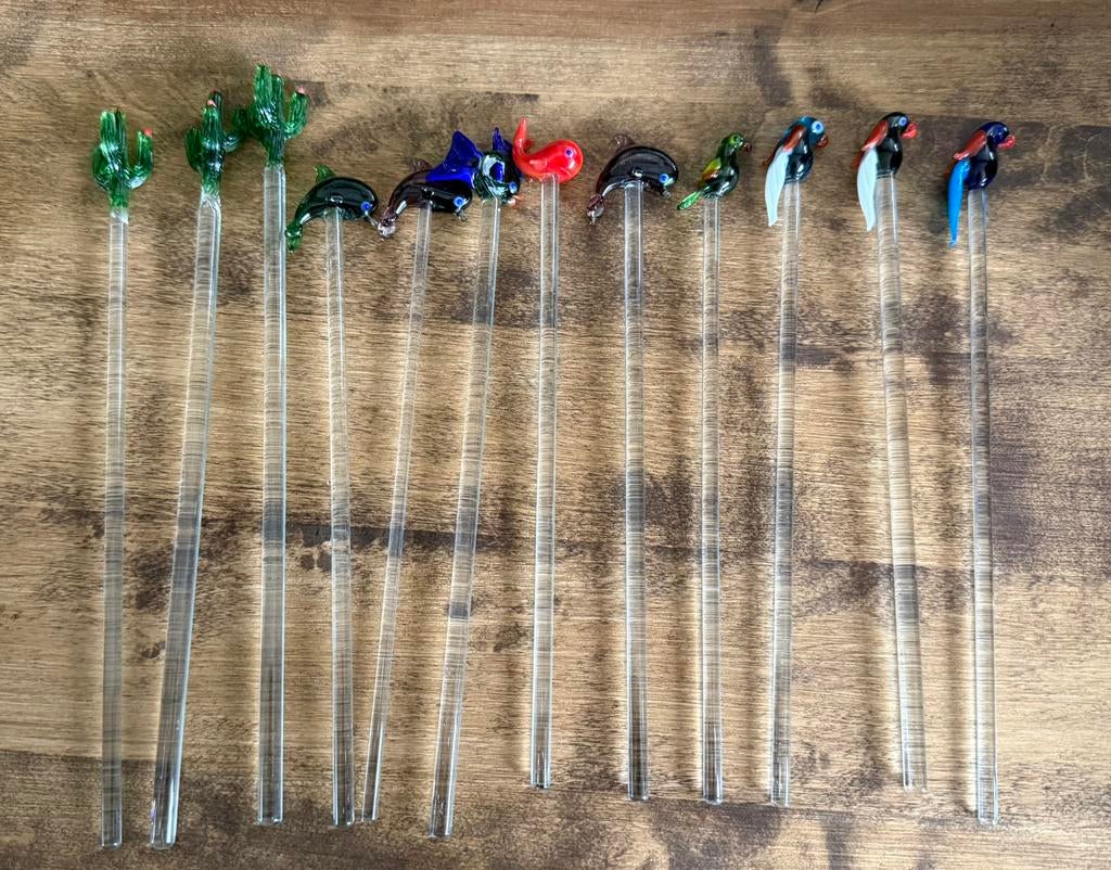 Glazen roerstaafjes – handgemaakt – complete set (13 stuks), Ophalen, Zo goed als nieuw, Overige typen