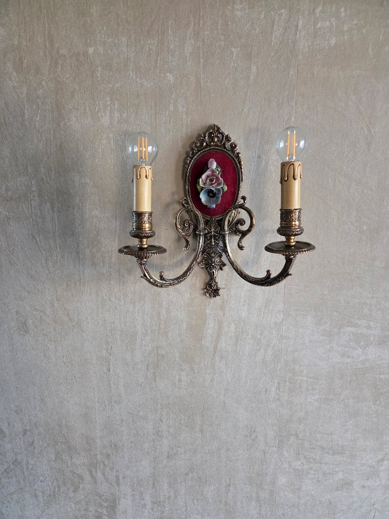 Klassieke wandlamp – 2 lichtpunten – barok stijl, Ophalen, Zo goed als nieuw