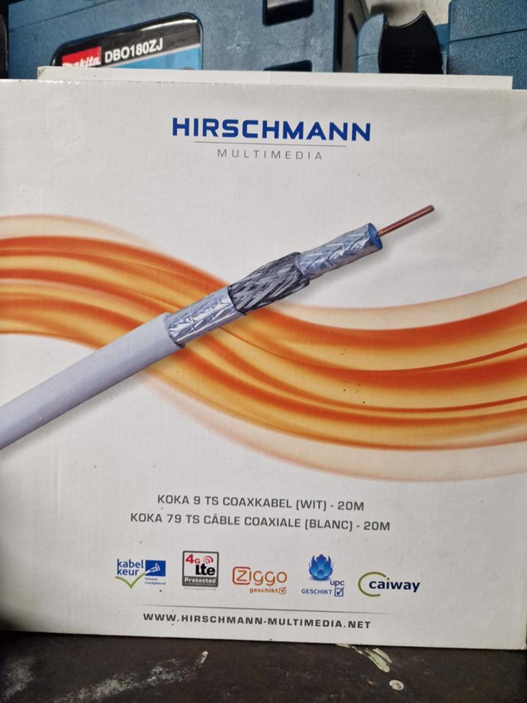 Hirschmann KOKA 9 TS Coaxkabel (Wit) - 20M, Ophalen of Verzenden, Nieuw, 10 meter of meer, Coaxiale kabel