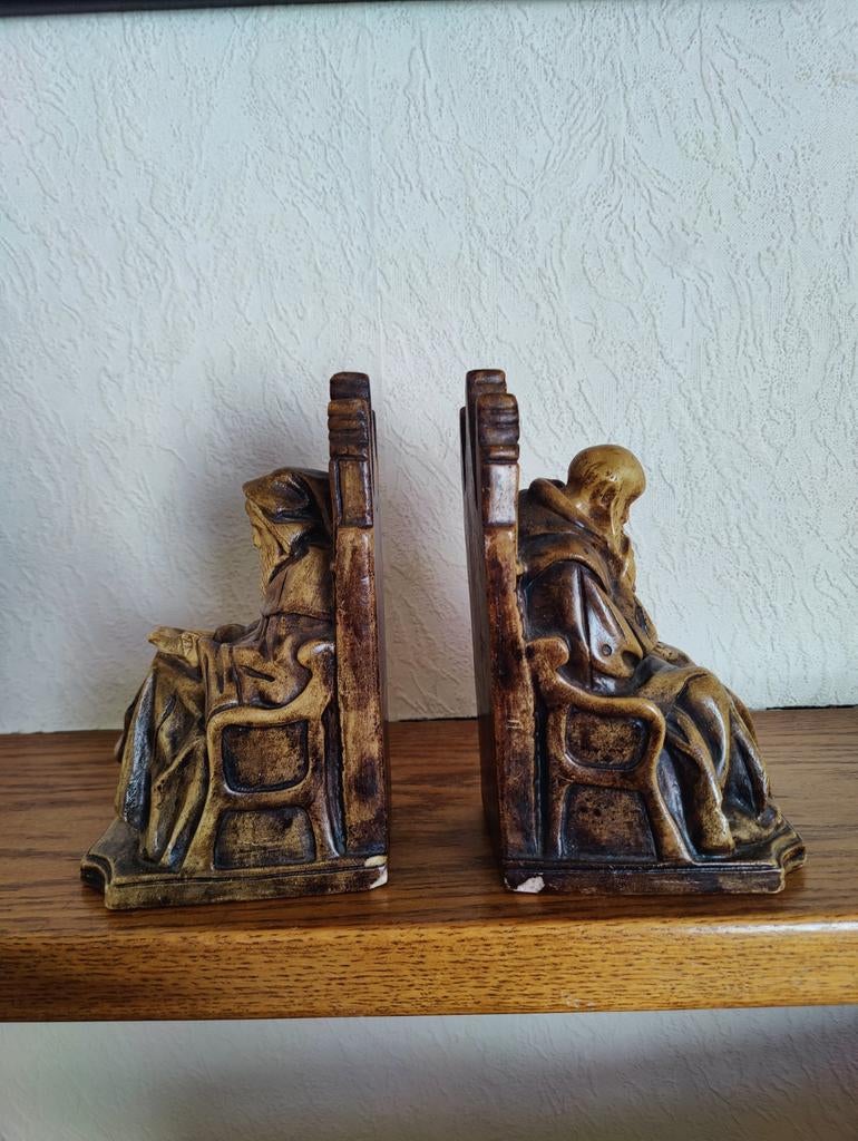 Vintage Boekensteunen Monniken - Keramiek/Kunsthars, Ophalen of Verzenden