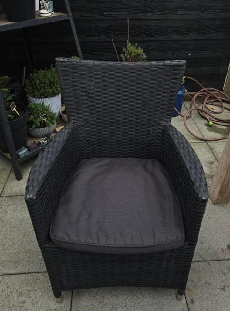 2 tuinstoelen  met kussens, Tuin en Terras, Ophalen of Verzenden, Zo goed als nieuw, Wicker