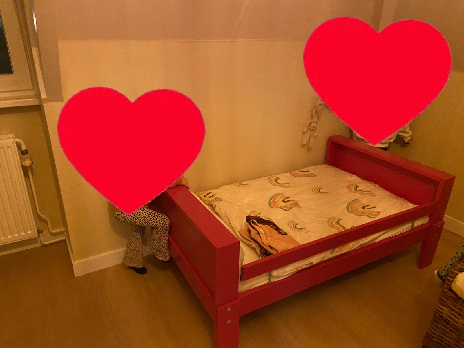 Meegroeibed incl dekbed, regenboog overtrek. Zonder matras, Ophalen, 70 tot 85 cm, Zo goed als nieuw, Matras