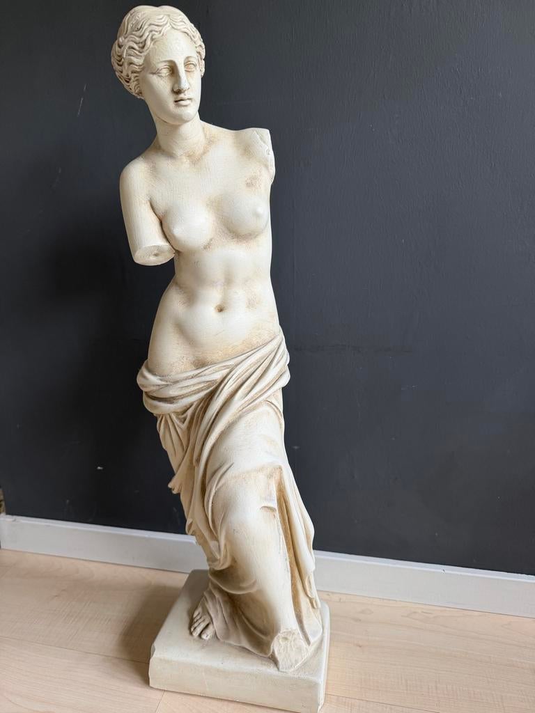 Klassiek Vrouwenbeeld - Venus de Milo stijl, 67 cm hoog, Ophalen, 50 - 100 cm, Beeld, Beige
