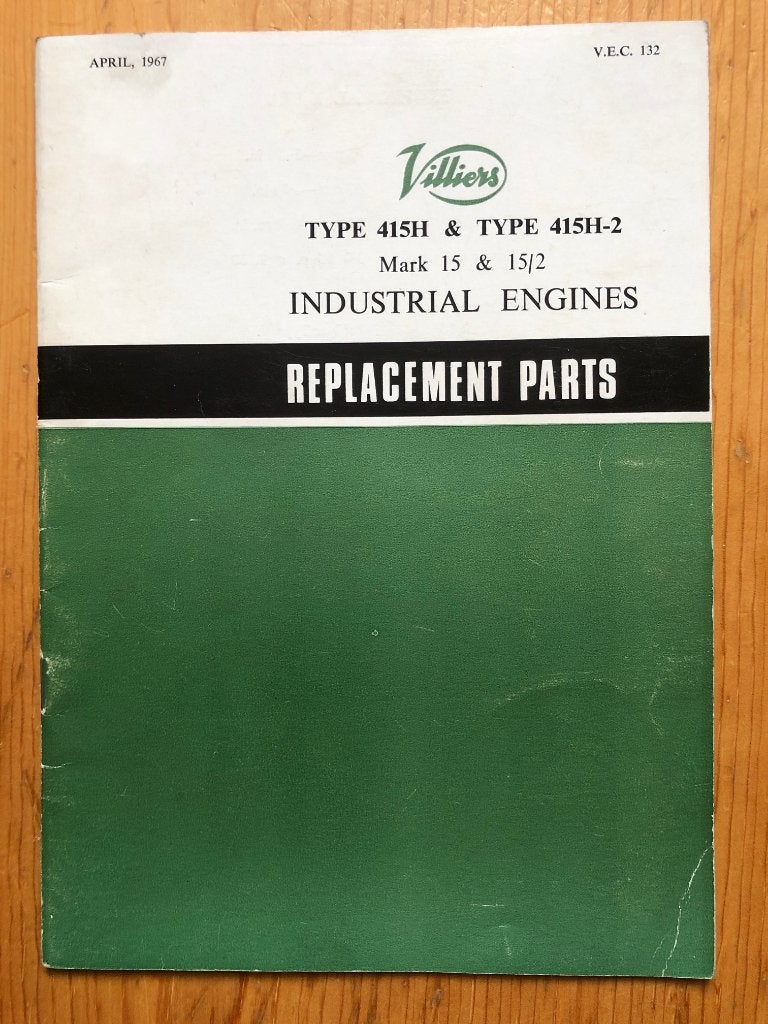 Onderdelenboek VILLIERS stationaire motor type 415H & 415H-2, Ophalen of Verzenden, Overige merken