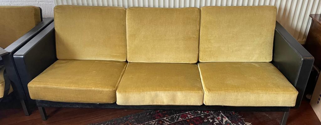 3 zitsbank / vintage jaren ‘50-60 / kubiek, Huis en Inrichting, Banken | Bankstellen, Ophalen, 150 tot 200 cm, Tweepersoons, 75 tot 100 cm