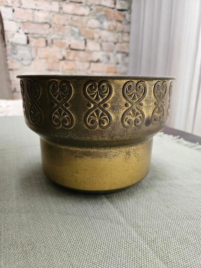 Vintage koperen pot bloempot plantenpot, Tuin en Terras, Bloempotten, Ophalen of Verzenden, Gebruikt, Rond, Overige materialen