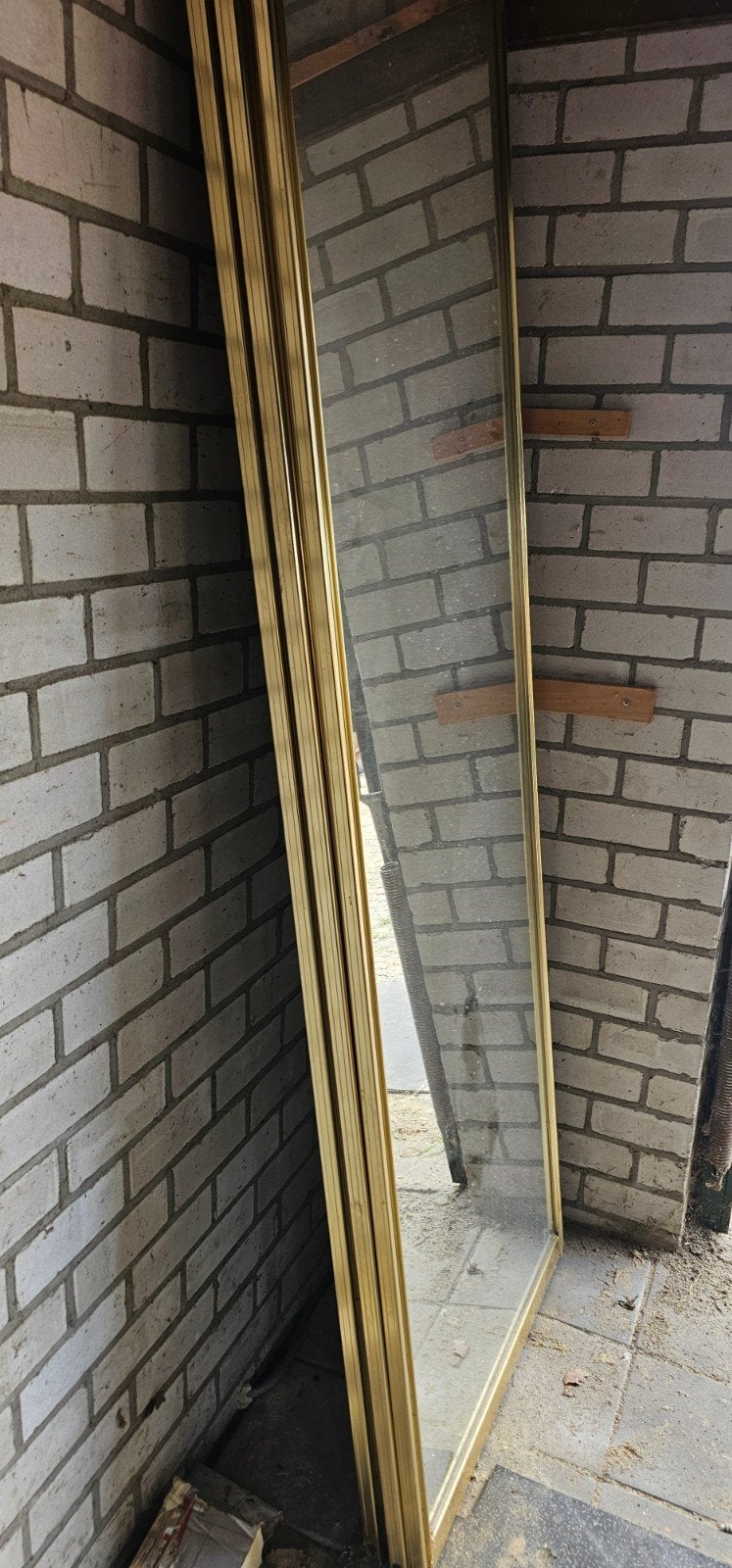 3 Schuifdeuren glas met messing omlijsting 240  x 250 hoog, Gebruikt, Overige typen, 160 cm of meer, 160 cm of meer