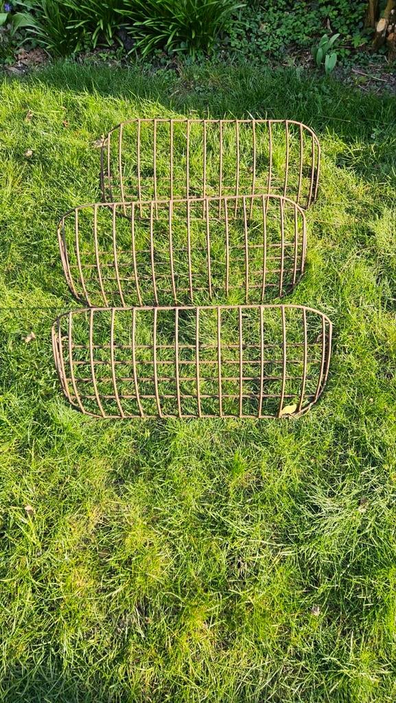 3 roestige ijzeren ruiven met cocos inlegger voor planten, Ophalen, Minder dan 10 meter, Raster