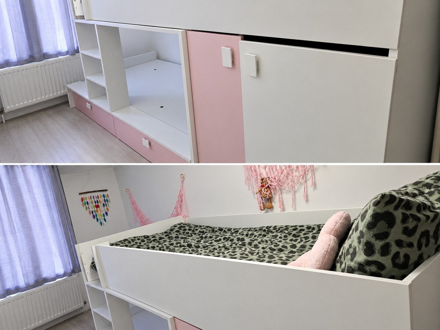 Stapelbed met kast & opbergruimte, Ophalen, Zo goed als nieuw, Stapelbed