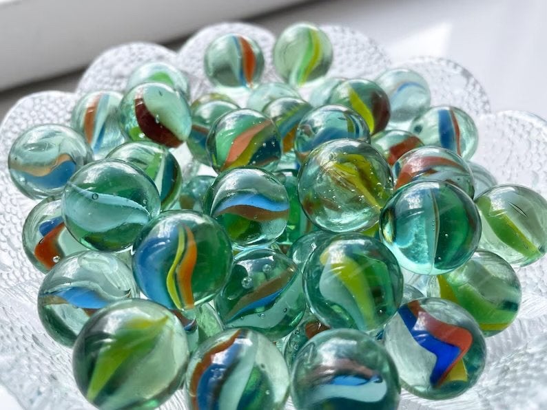 68 Vintage Glazen Kattenoog Knikkers (ca. 15 mm) uit Japan, Ophalen of Verzenden, Zo goed als nieuw