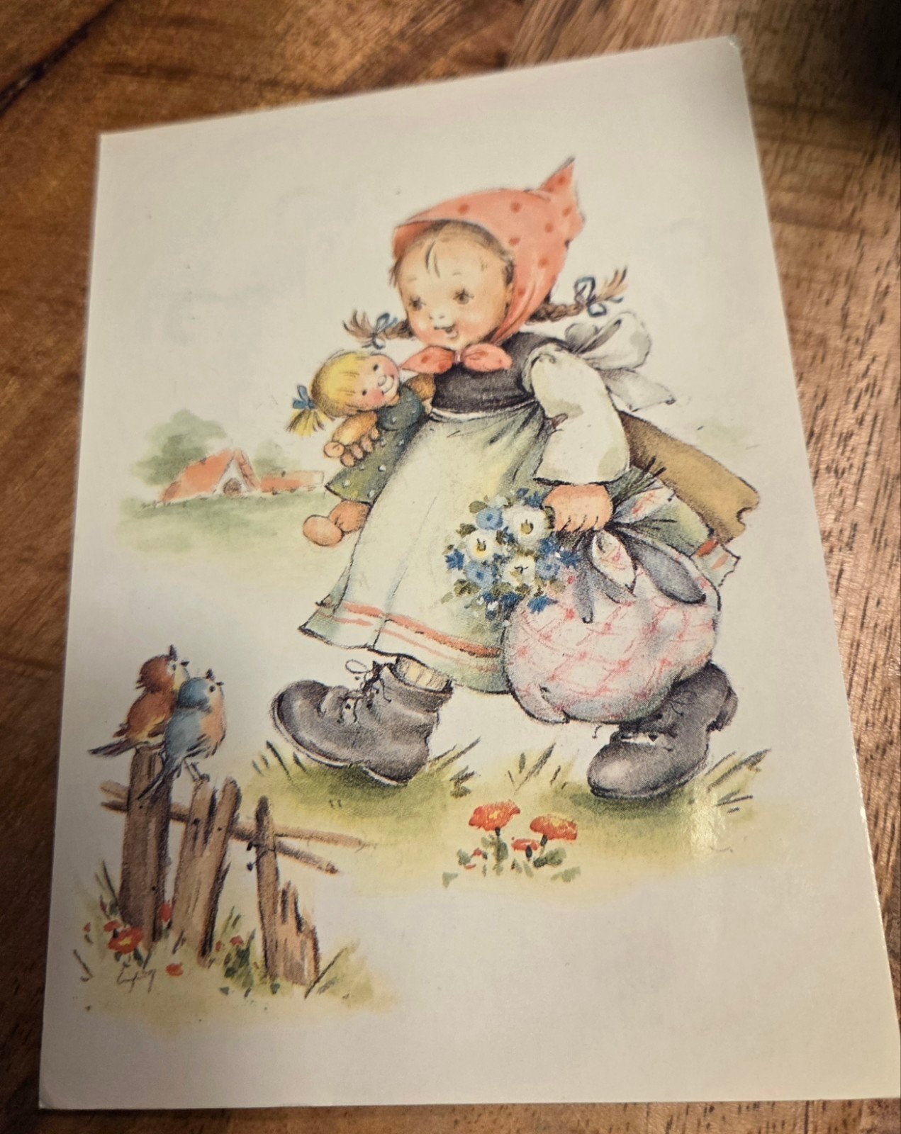 Meisje met pop en bloemen, Verzenden, 1960 tot 1980, Gelopen, Kinderen