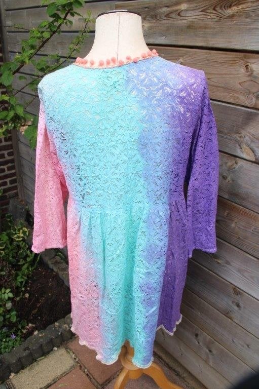 Jurk gekleurd kant Antica Sartoria mt Xl Transp Vaste prijs, Overige kleuren, Maat 46/48 (XL) of groter, Ophalen of Verzenden