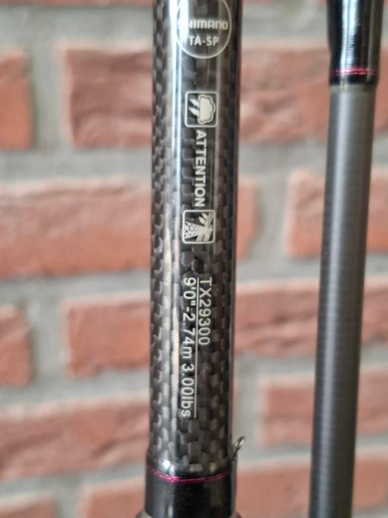 2 Schitterende Shimano TX2 9ft Karperhengels., Watersport en Boten, Ophalen of Verzenden, Zo goed als nieuw, Werphengel