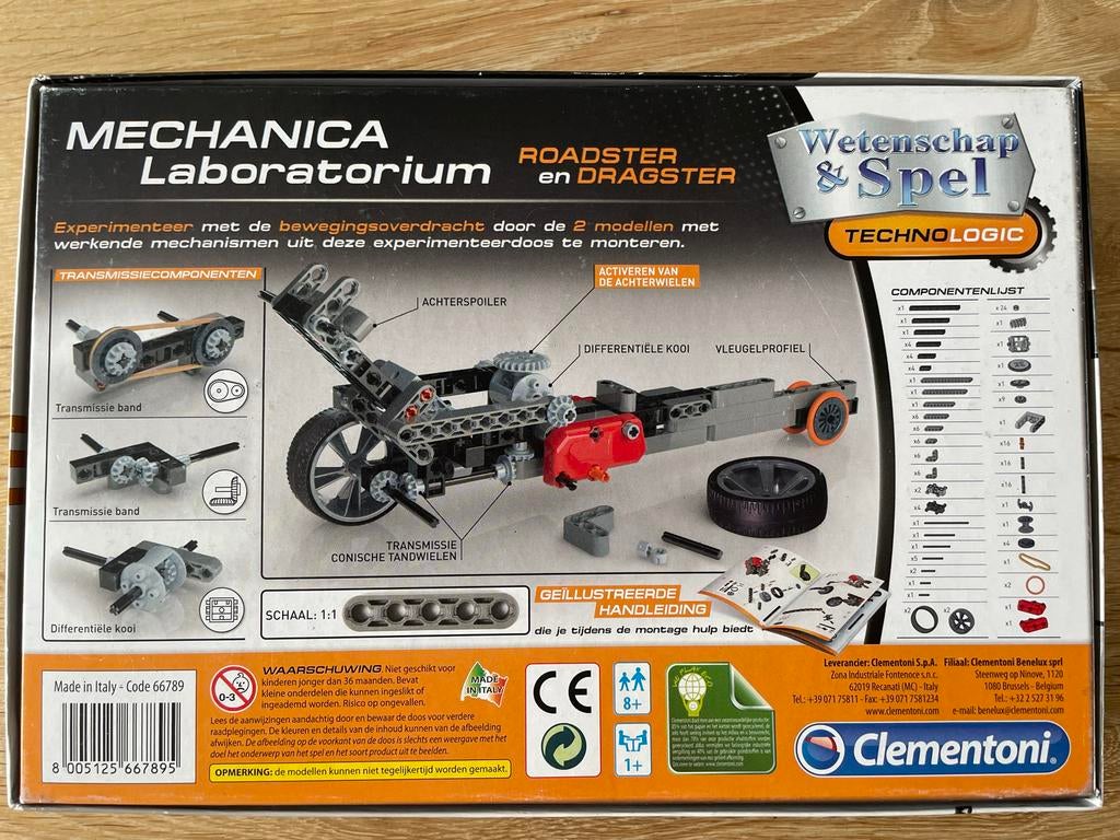Clementoni Mechanica Laboratorium Roadster en Dragster, Ophalen, Gebruikt, Bouwen
