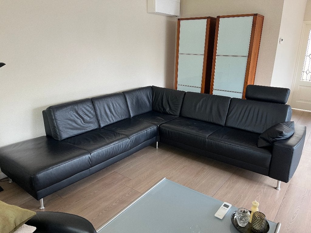 Musterring MR190 Zwart Lederen Hoekbank - Zware Kwaliteit, Ophalen, Modern design, Hoekbank, 300 cm of meer