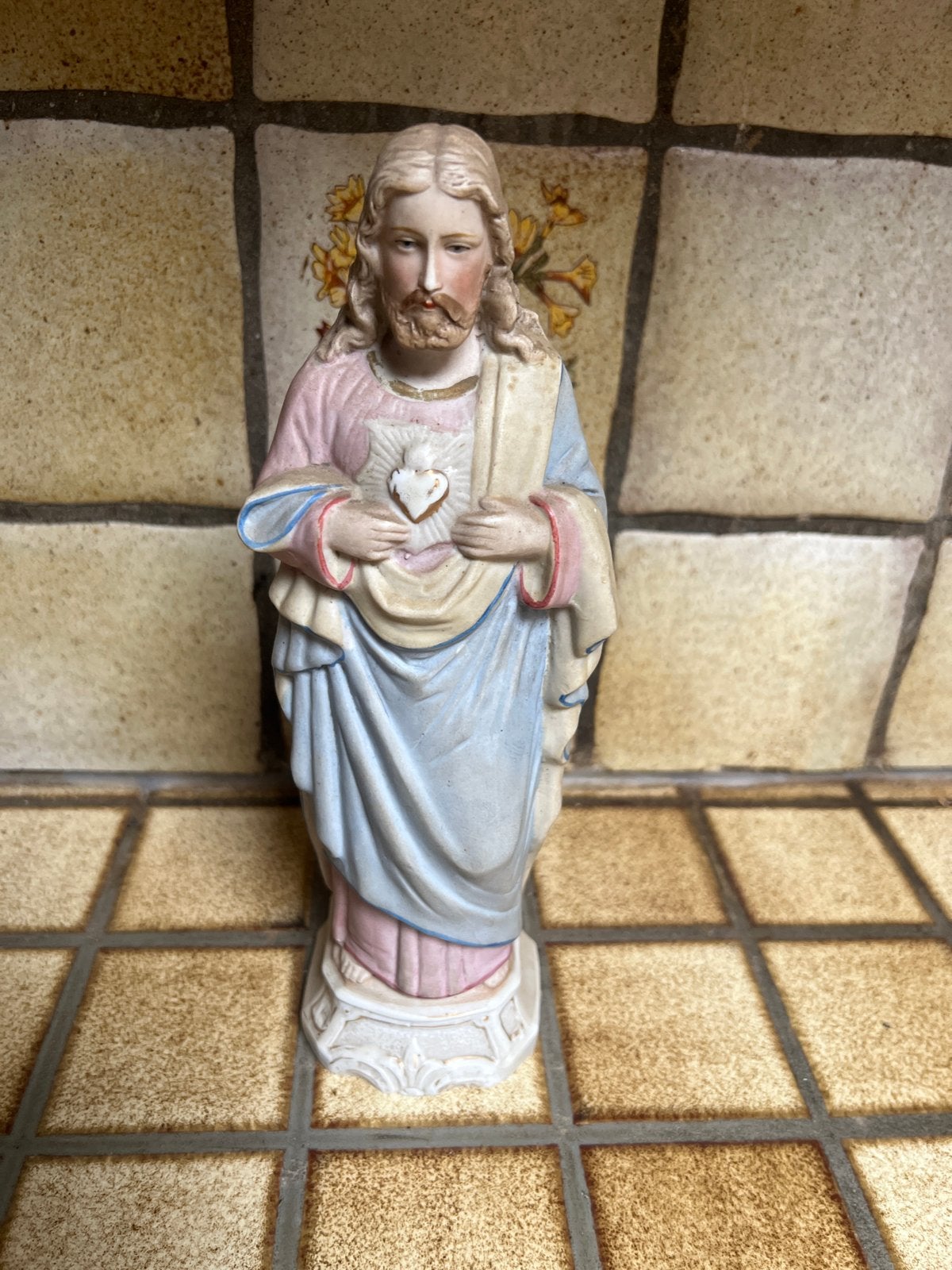 Vintage Jezus beeldje - Heilig Hart - Porselein, Antiek en Kunst, Antiek | Religie, Ophalen of Verzenden