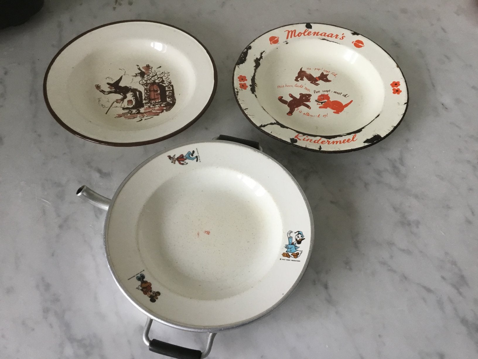 3 oude kinderbordjes, Ophalen of Verzenden